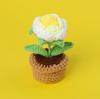 Finished Wool Crochet Rose Flower Potted Home Room Decoration Cute Handmade Knitting Potted Desktop Ornament Christmas Gifts