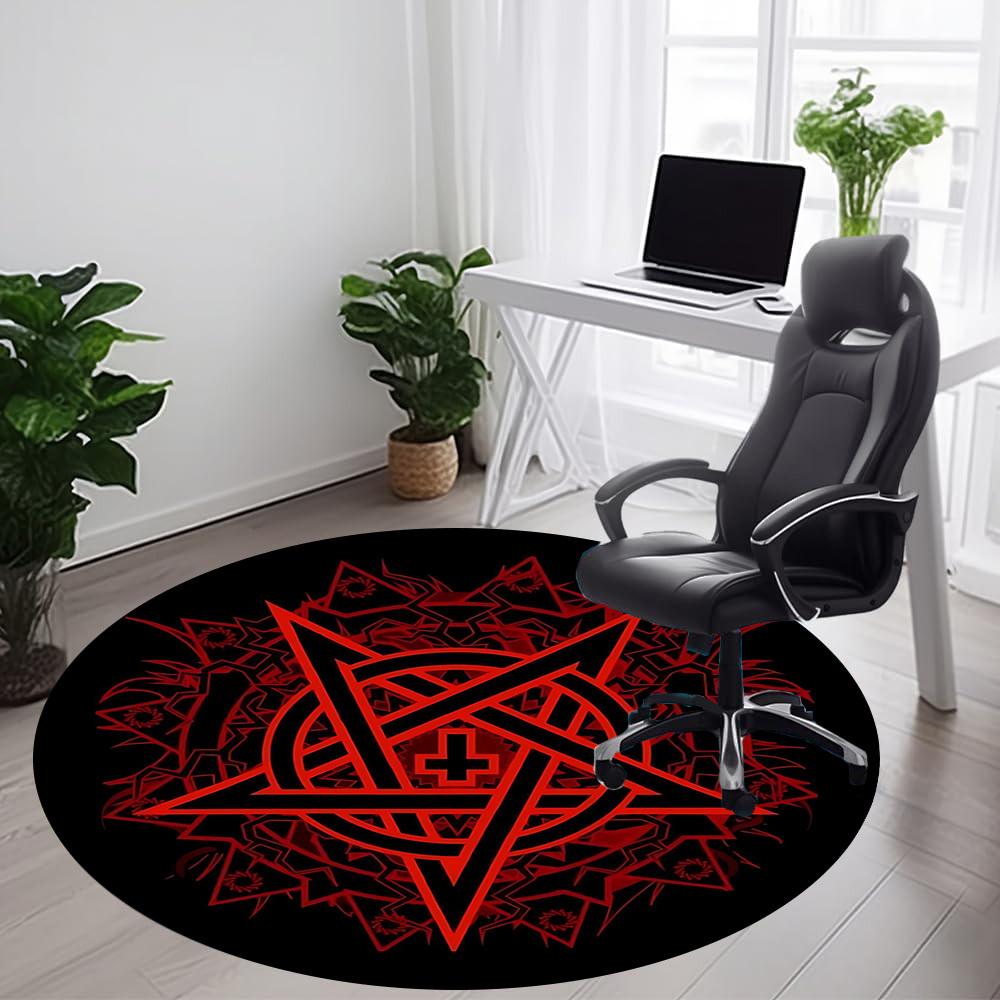 1PC Pentagram Symbol Office Round Area Rug, Indoor Mat Suitable For Office, Under Office Chairs Bedroom Living Room Home Decor, Room DecoT1223058