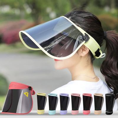 Summer Uv Protection Transparent Sun Hats For Women Rollable Large Wide Brim Face Portable Empty Visor Caps Foldable Beach  Cap
