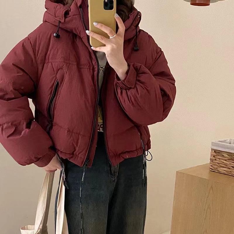 Hooded small down jacket women's 2024 winter fashion short design sense zipper thickened white duck down bread jacket