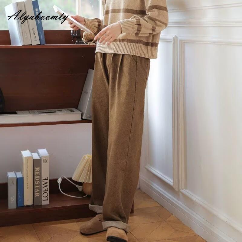 Korean Style Spring Autumn Women Baggy Jeans High Waist Brown Casual Loose Denim Pants Vintage Streetwear Ladies' All-Match Trousers