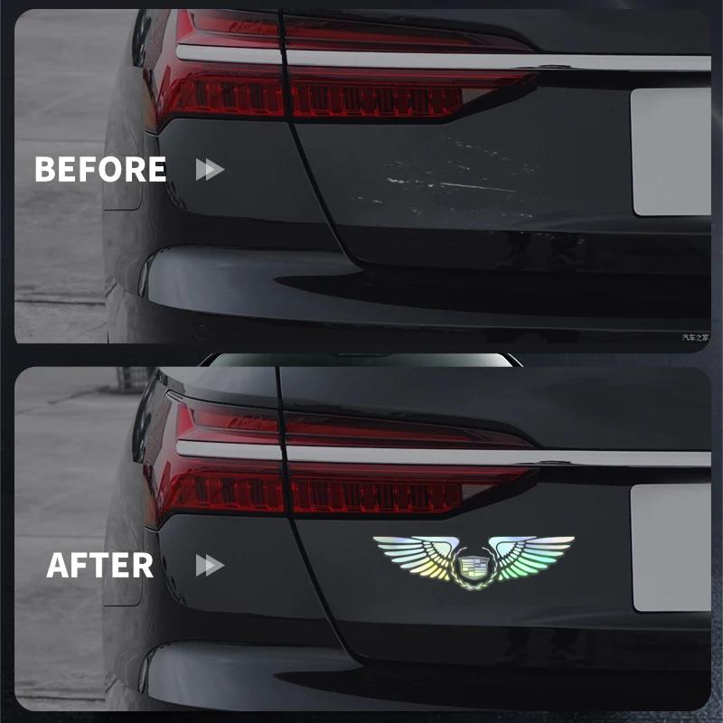 Car Logo Angel Wings Decoration 3D Reflective Waterproof Sticker For Cadillac Escalade CTS ATS SRX STS XT5 XT4 XT6 XTS CT4