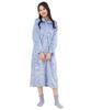 SAZAC Kuromi Nightgown Pajama Girly Long Open Flannel Sizes Women's Dress, Kuromi, Sleeve, Front, Fall/Winter Loungewear, M/L (Blue)