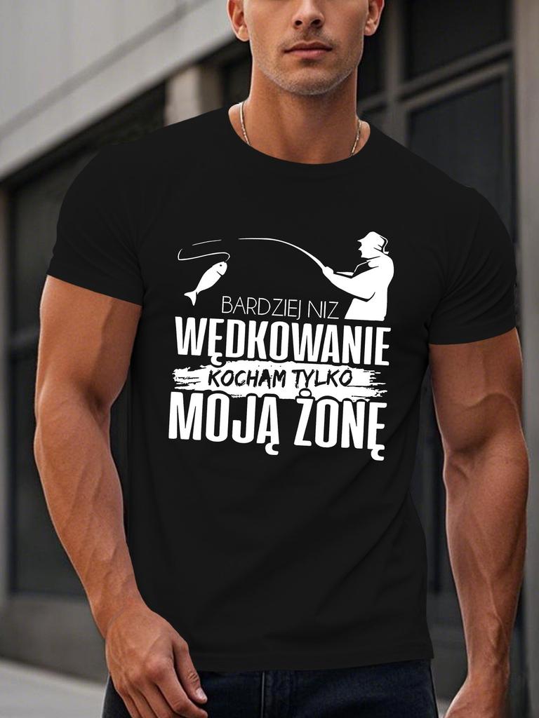 Funny Besides Fishing, I Only Love My Wife Men's Print T Shirt Cotton Women Streetwear Oversized Loose Tee Summer Spring Meme