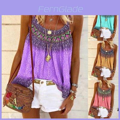 Stylish Plus Size Women's Floral Print Strappy Cami Tops For Summer Casual Wear