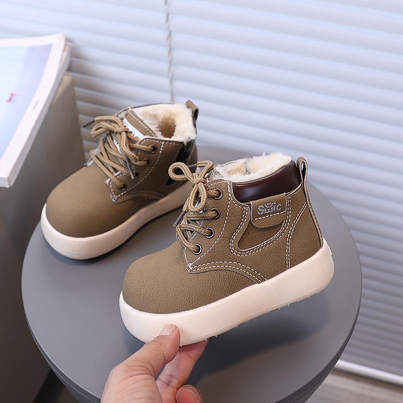 Leichte Retro Unisex Kinder Stiefel mit dicker Sohle aus gelbem Leder, Herbst 2025 Kollektion