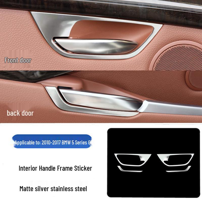 BMW 5 Series GT Interior Modification: Center Console Vent & Window Lift Handle Bright Strip Stickers for 528 535i.