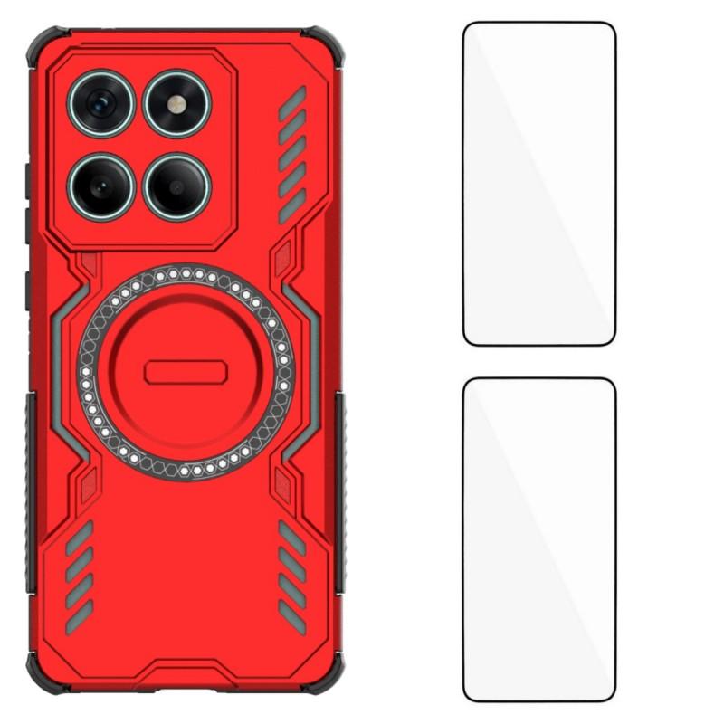 For Motorola Edge 60 Fusion 5G Magnetic Case WANLONFENG DJ Series PC TPU Phone Cover with 2Pcs Tempered Glass Film