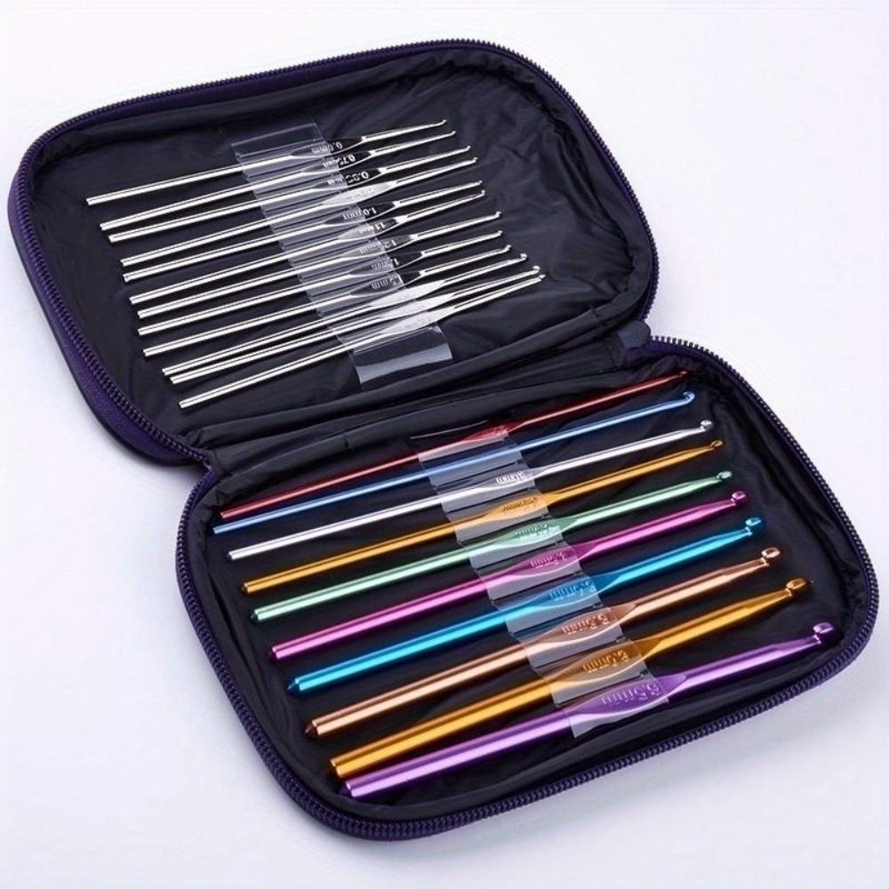 22Pcs Stainless Steel Crochet Hooks Sweater Knitting Needles with Case for Handle Weave Craft Tool