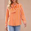 Camicia a maniche lunghe a righe da donna con vestibilità ampia - Blusa casual autunnale per l'uso quotidiano