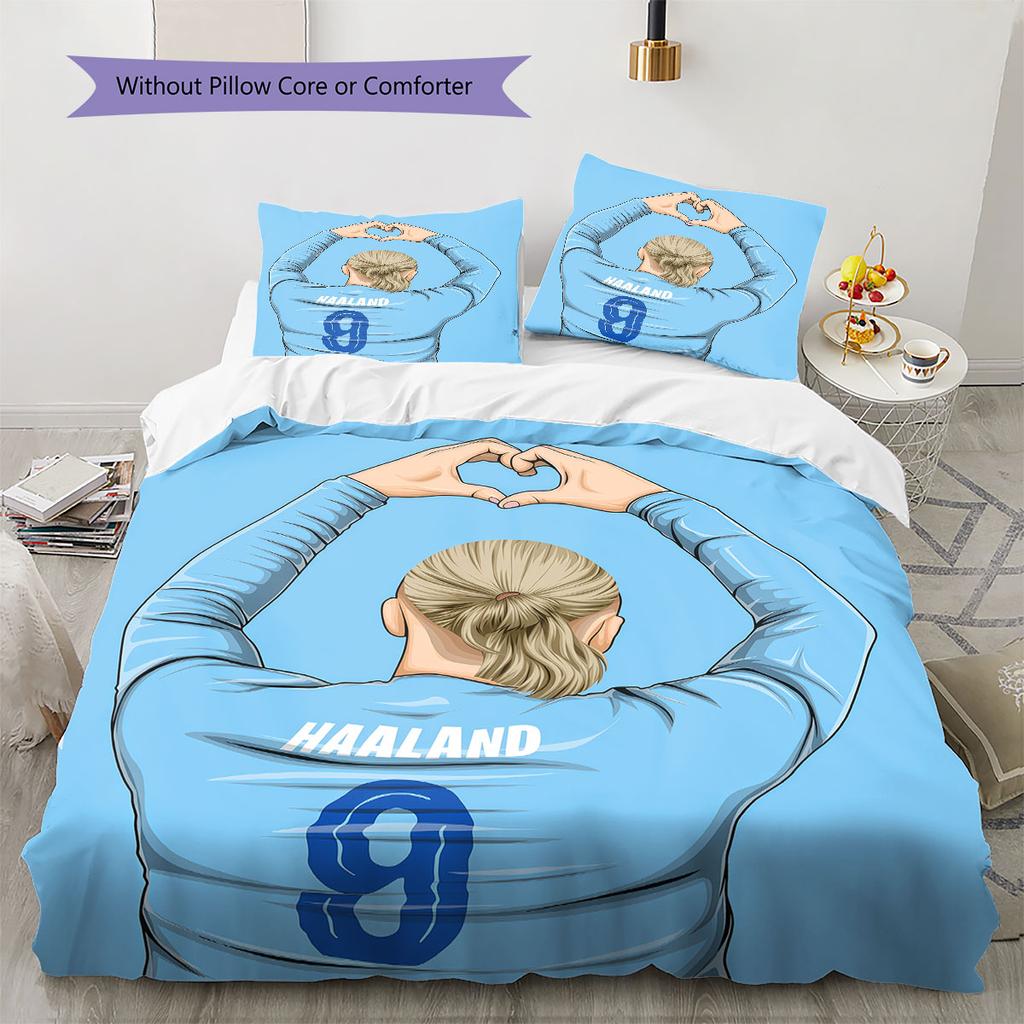Erling Haaland Force Bedding Quilt Set Quilt Cover Pillowcase Home Decoration Birthday Gift (1 * Duvet Cover + 2 * Pillowcase, Without Core)