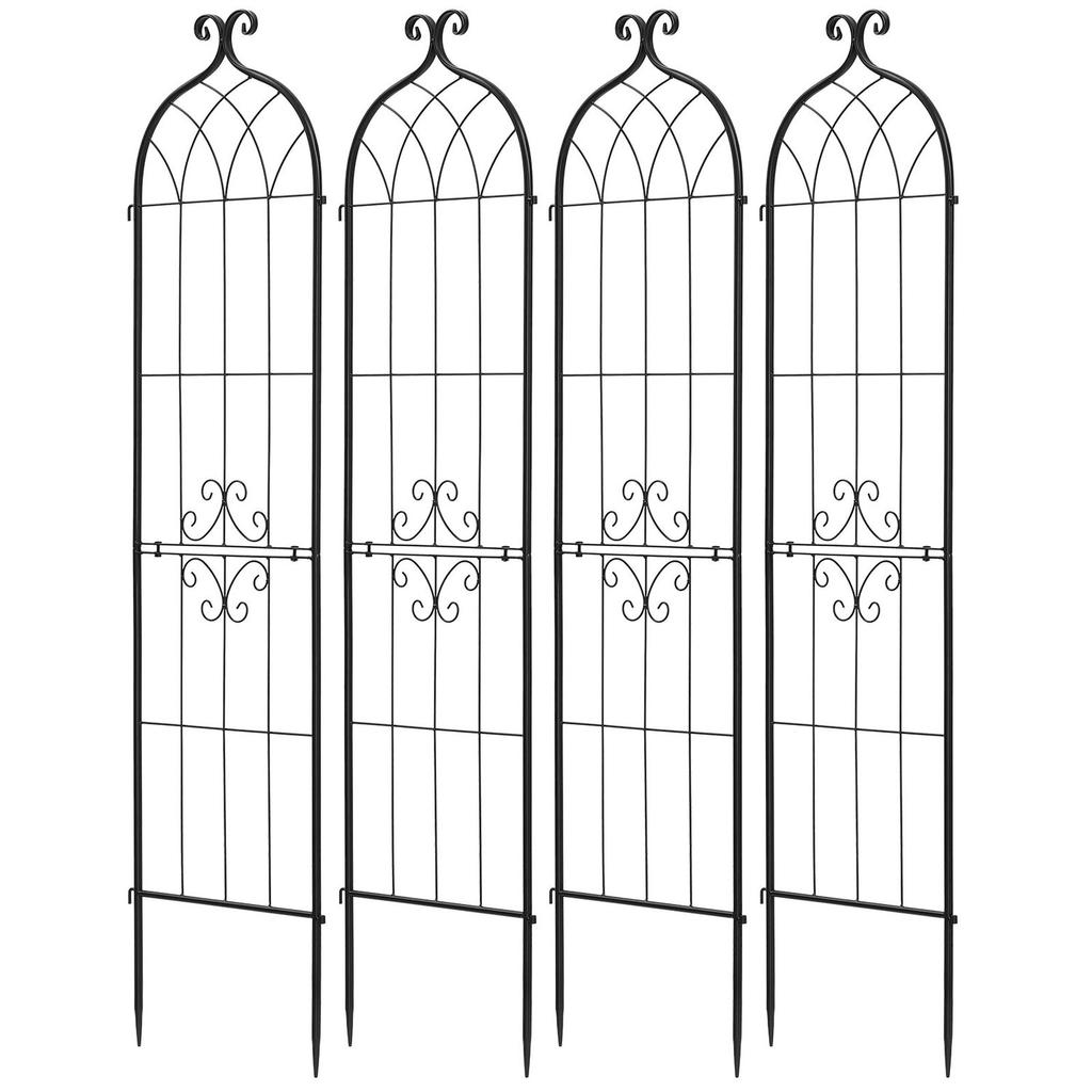 Garden Trellis, 152 X 40.5 Cm Rose Trellis, 4 Packs Garden Flower Rose Trellises with Powder-Coated Finish & Convenient Locking Design, Plant Support