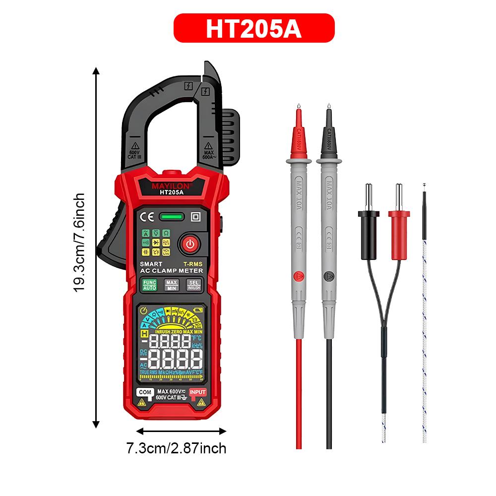

HT205A/HT205D Car Battery Tester Digital Clamp Meter 1000A 1000V Multimeter AC DC True RMS Capacitance Digital Clamp Tester