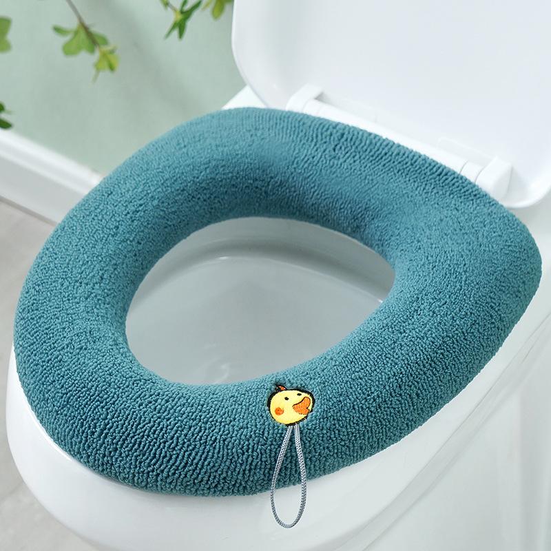 

Cartoon Embroidery Handle Toilet Seat Cushion Universal Seat Cover One Size зелёный