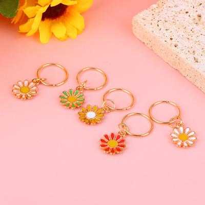 5Pcs/set Daisy Flower Alloy Knitting Stitch Markers Zinc Alloy Flower Pendant Multicolor For Knitting Tools DIY Findings