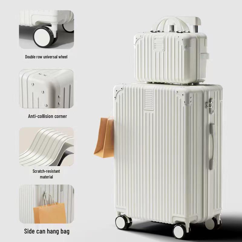 Women's Vintage Large-Capacity Trolley Suitcase - Durable, Stylish Travel Box with Zipper