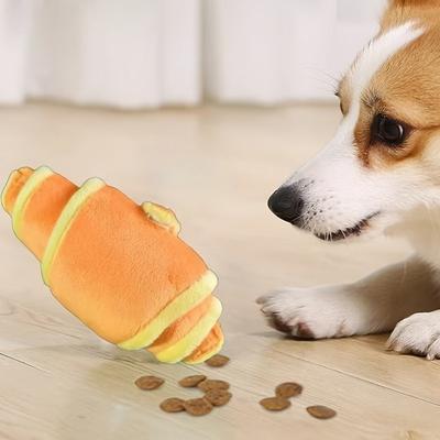 Plush Croissant Dog Toy for Small To Medium Dogs, Interactive Happy Intelligent Pet Toy for Playing Grinding Chewing Sniffing