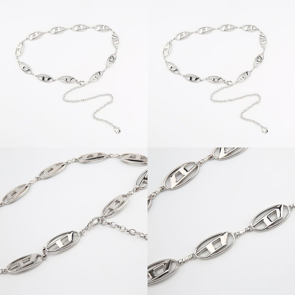Metal Silver Dletter Chain Waist Chain Adjustable Skirt Versatile Jeans
