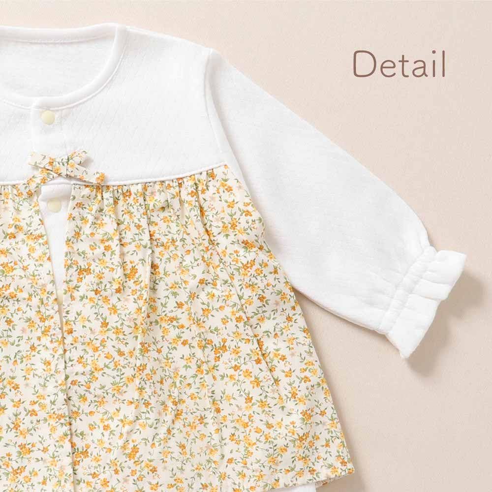 De Made In Japan Diamond Face Floral Print Coveralls for Baby [Cream Coco] Newborns, Babies, Clothes, Baby, Autumn/Winter Material, Warm, Cute,