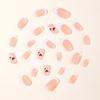 Valentine's Day Nail Art 24pcs Short Square False Nail with Sweet Heart Decoration Nail Accesories for Women and Girls