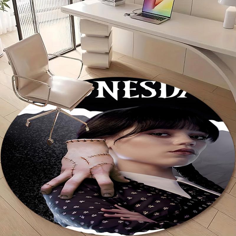 1pc Addams Family Wednesday2 Design Printed Area Round Carpet for Bedroom Living Room Home Decor Rugs Mat Non Slip Mat Rug for Bedside