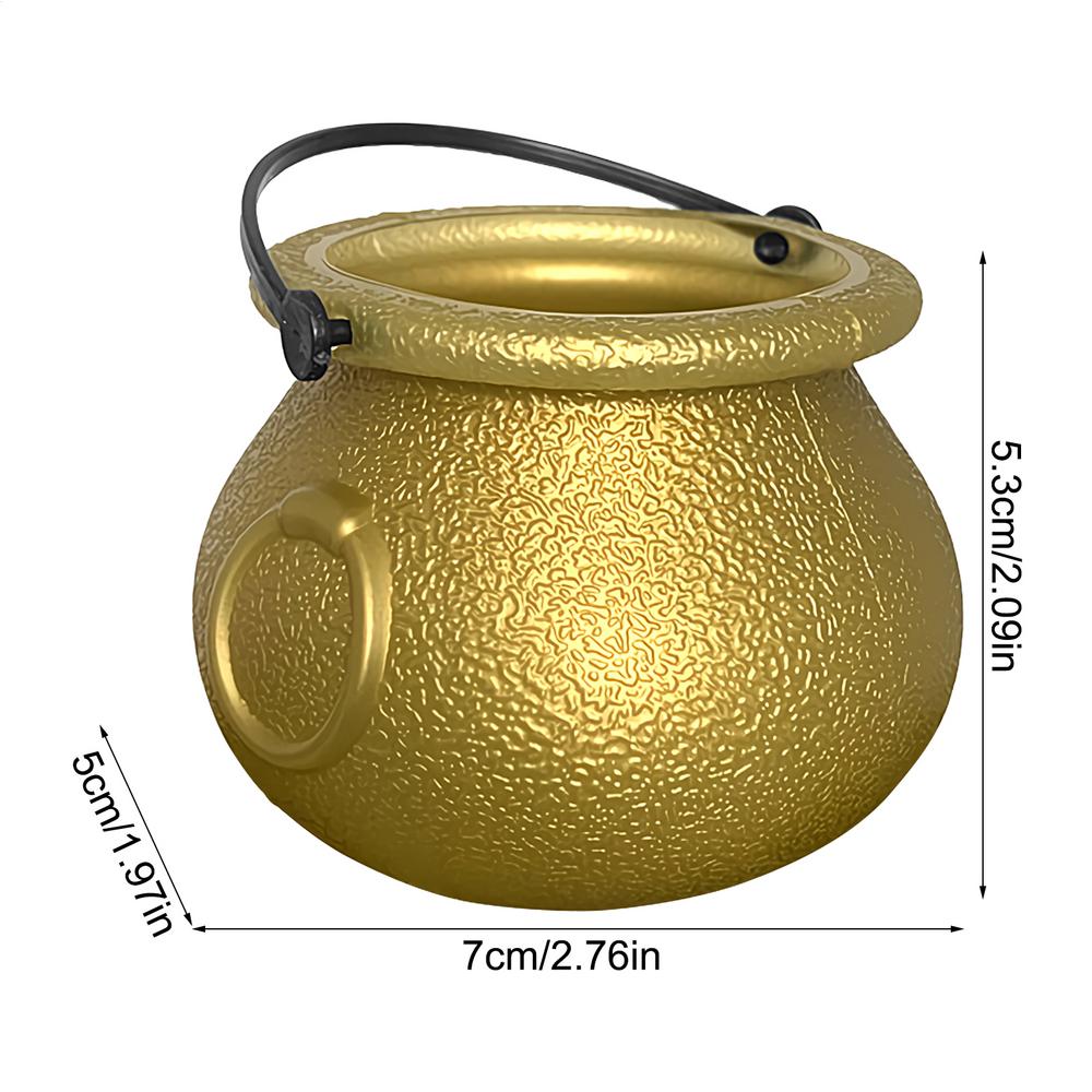 Halloween Candy Bowl Trick or Treat Candy Bucket Plastic Cauldron Bowls with Iron Rack Halloween Party Decor Candy Bucket