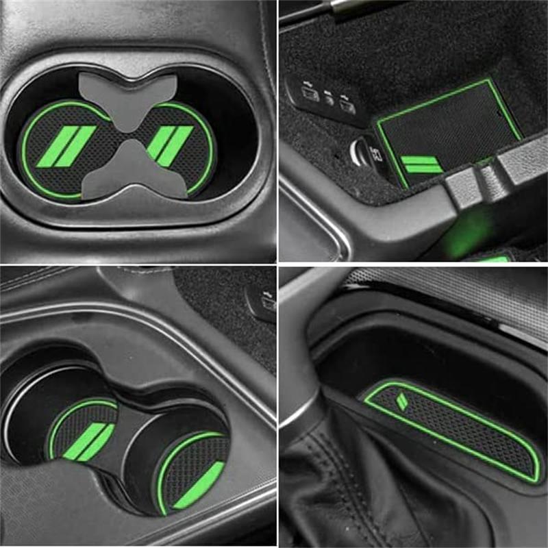 11-teiliges/Set Auto-Getränkehalter-Matteneinsatz-Untersetzer-Pad, rutschfeste Anti-Staub-Matte für 2015-2020 Dodge Challenger, Auto-Styling-Zubehör