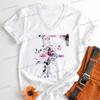 Watercolor Letter C Print Women Vneck Tshirts 26 Initials Flower Retro Classic Tops Alphabet Floral Womens Birthday Gift Tees