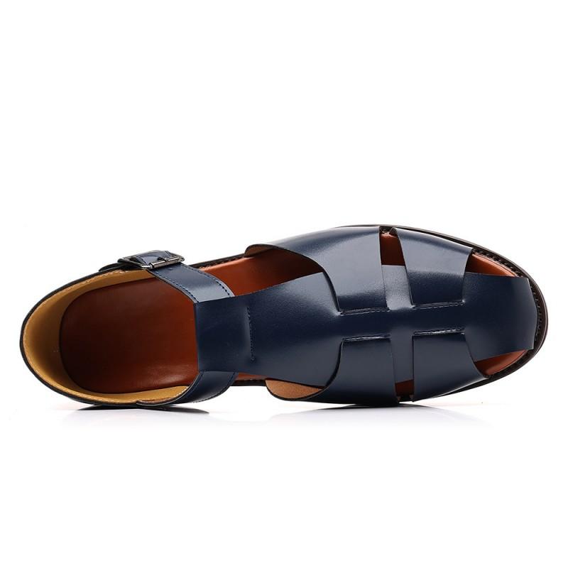 Classic Chunky Heel Roman Sandals Men Open Toe Shoes Breathable PU Rubber Sole Size 38-48