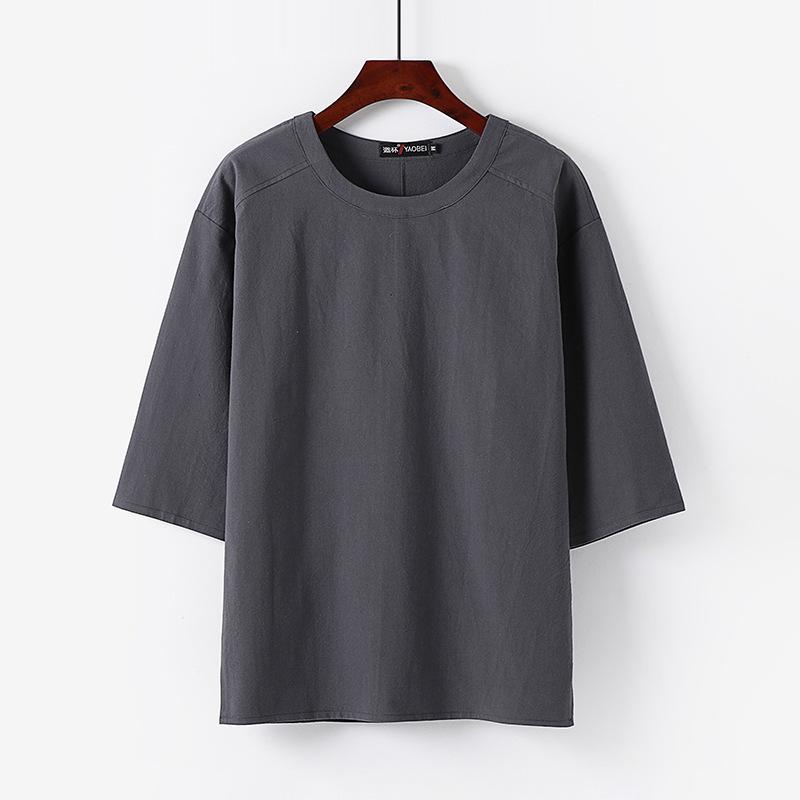 Dreiviertelarm T-Shirt Chinesischer Stil Herren Locker Trend Lässig Tang Anzug Hanfu Kurzarm T-Shirt Oberteil
