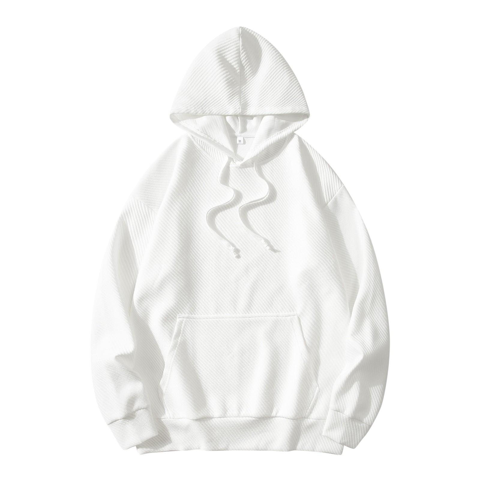 

Мужская однотонная полосатая осенняя повседневная толстовка с капюшоном, длинный рукав, пуловер, толстовка M белый
