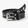 Womens Faux Fashionable Leather Punk Belt With Unique Eyelet Buckle And Riveted Accents