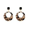 Geometric Leopard Print Hoop Earrings with Retro Fabric Wrap