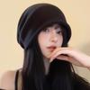 Pile hat women's autumn and winter crimping cold hat retro winter warm knitted hat
