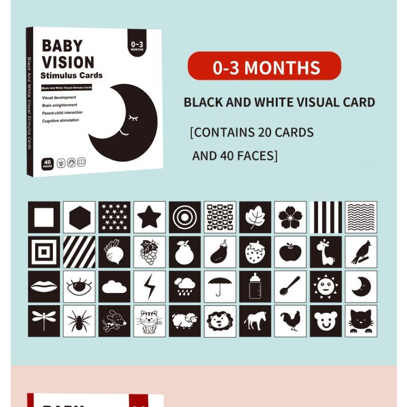 Newborn Infant Black White Visual Stimulation Flash Cards Early Educational Learning Toy