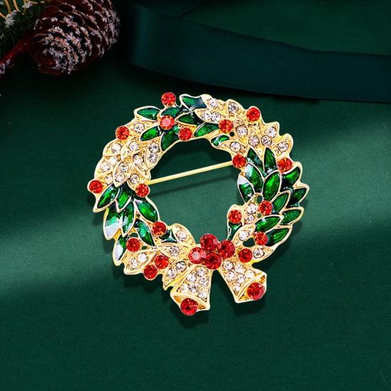 Christmas Brooch Wreath Christmas Tree Snowman Decor Snowflake Decor Colorful Rhinestone Exquisite New Year