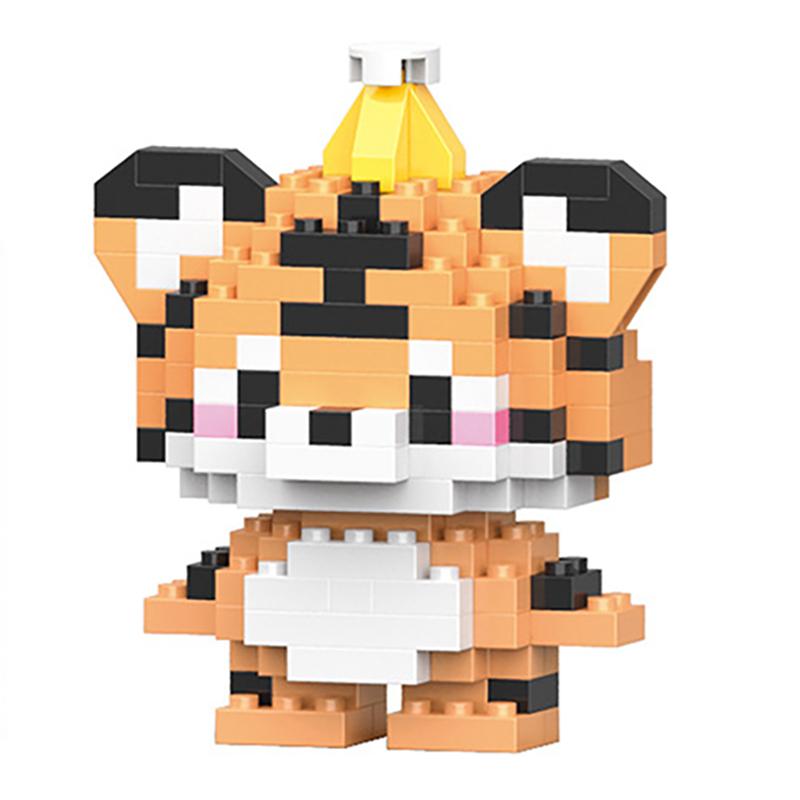 Micro Diamond Blocks Mini Animals Classic Pet Tiger Lion Model Building Creative Bricks Kids Toys Cartoon Elephant Bear Horse