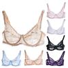 Sexy Lace Bra with Shoulder Strap Breathable Seamless Fit Hollow Out Bralette Push-up Bra Embroidery