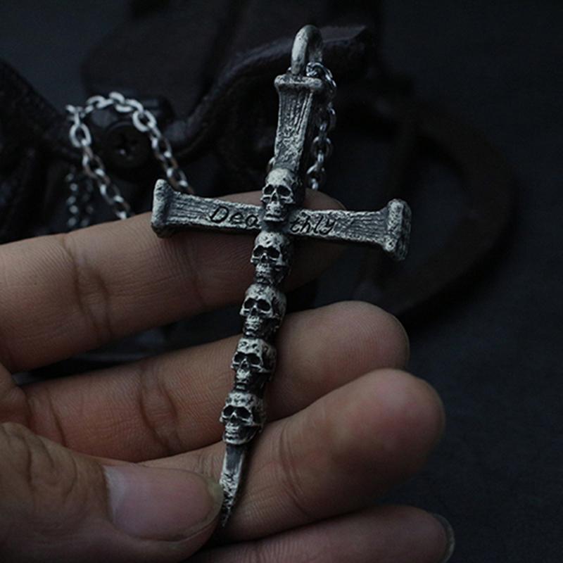 Vintage Punk Totenkopf Halskette für Männer Frauen 316L Edelstahl Halsketten Herrenkette Mode Männlicher Kuss Schmuck OSDZ201
