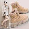 Women's Boots Winter Velvet Warm Shoes Casual Mid Top Girls Shoes Trendy Thick Bottom Comfortable Womens Snow Boots Solid