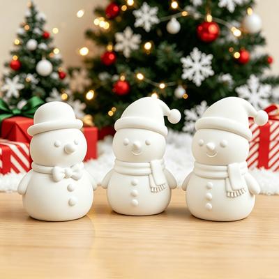 Indoor Christmas Window Displays 3D Printed Snowman Figurine, Small Tabletop Statue with Desktop Statues Scarf/Necktie, Decorative Holiday Ornament