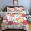 3pcs Cartoon cat face collage Print Bedding Set 1 Duvet Cover 2 Pillowcases for Adult and Children Luxury Gift Full Size