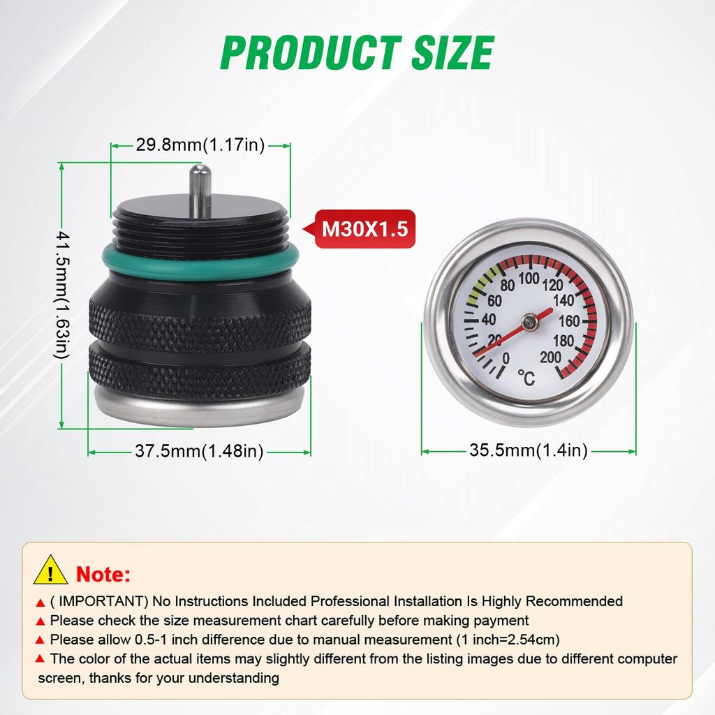Motorcycle Fuel Tank Cap M30X1.5 With Oil Engine Temperature Gauge Meter Oil Filler Cap Motorbike For Kawasaki 650 KLR 1987-1998