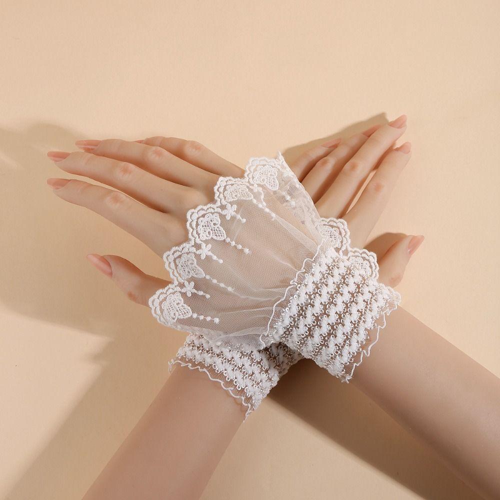 Flower Lace Fake Cuffs Double Layer False Cuff Sleeve Horn Cuffs Decoration  Shirt Decoration