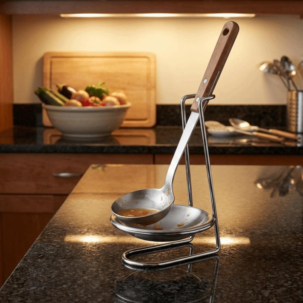 Stainless Steel Vertical Spoon Rest Stable Cooking Utensils Bracket  Restaurant