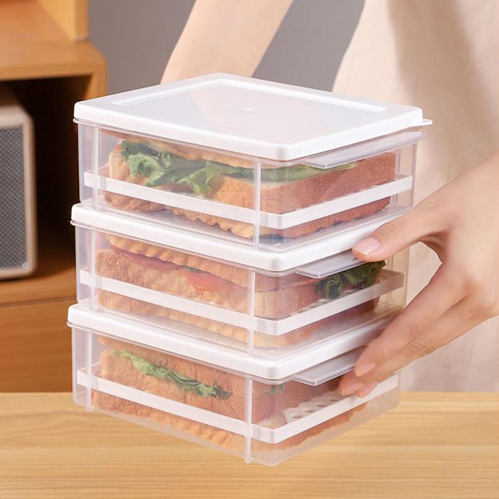 Plastic Bread Storage Box Airtight Food Storage Container Sandwich Bread Keeper with Lid Loaf Bread Container Kitchen Organizer