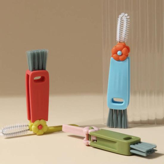 Reinigungsbürste 3 in 1 Blütenform Weiche Borsten Hartnäckige Fleckenentfernung Spiralbecher-Mundreiniger Drehbar Faltbar Multifunktionale Tassenbürste