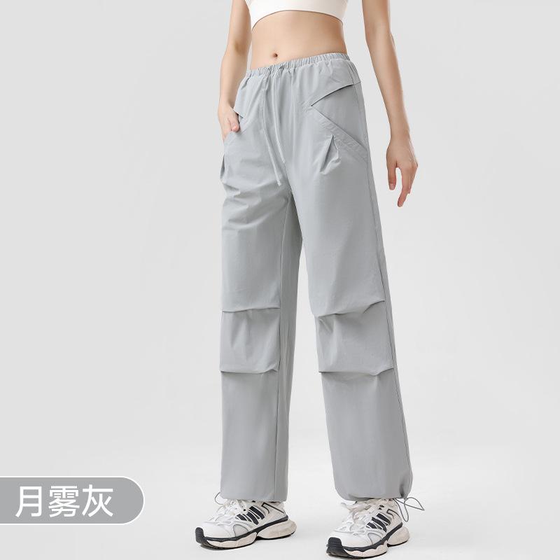 Sweatpants Spring and Summer New Loose Straight Drawstring Overalls Women's Senior Sense Thin Pocket Casual Wide-leg Pants