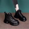 Nouvelles bottes Martin à plateforme épaisses rehaussantes automne rétro cuir souple à lacets style britannique bout rond bottes fines