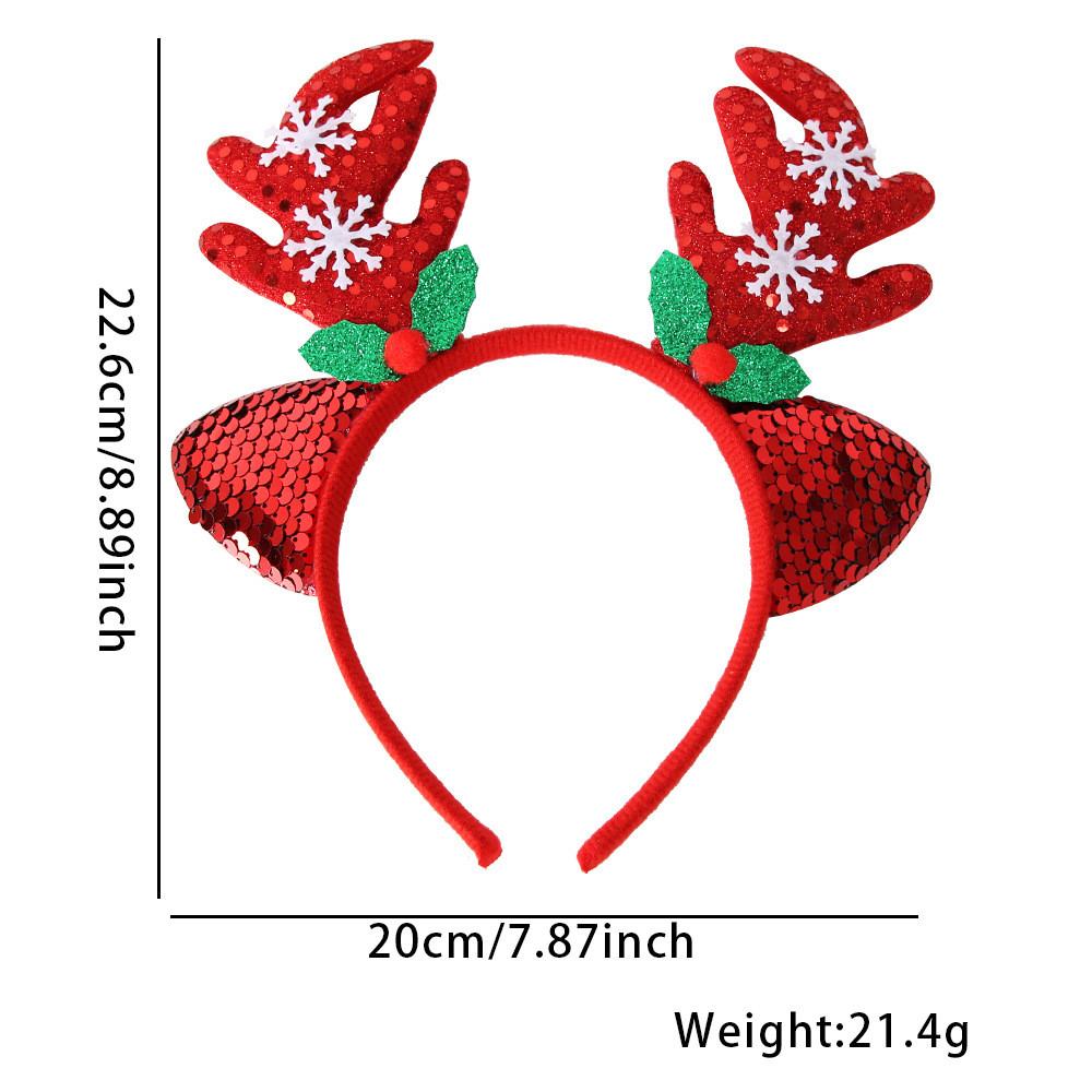 

Блестящий красный ободок с рогами и пайетками для рождественских вечеринок с милым эстетичным мультяшным дизайном Snowflake Red Antlers